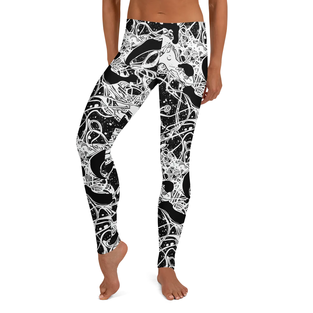 Chaos in Black on Leggings — Front