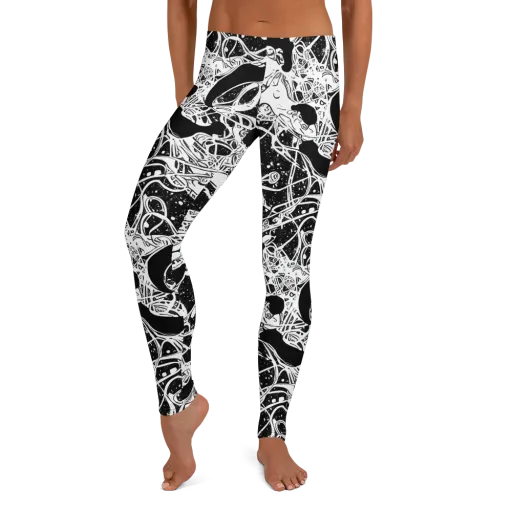 Chaos in Black on a Leggings