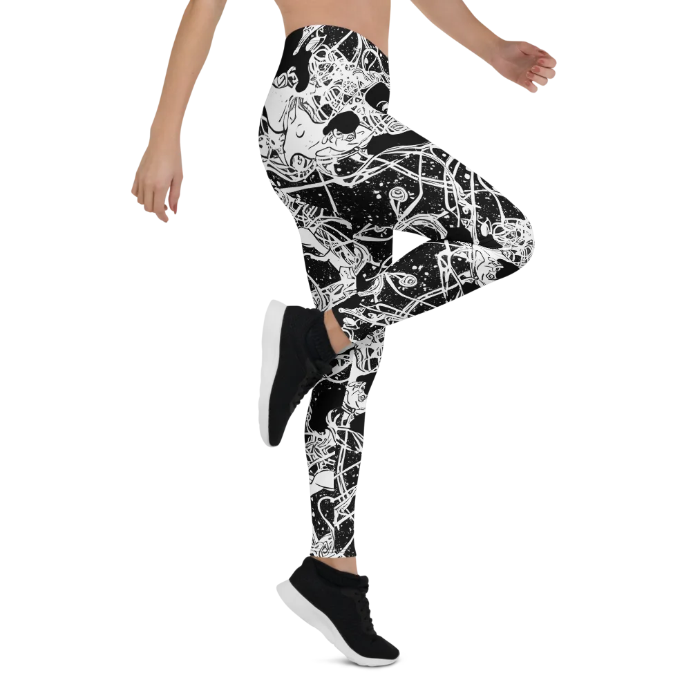 Chaos in Black on Leggings — Right