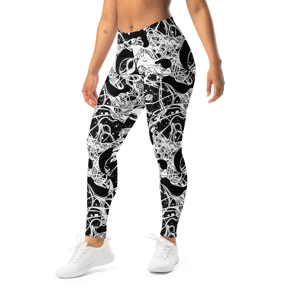 Chaos in Black on Leggings — Left Front