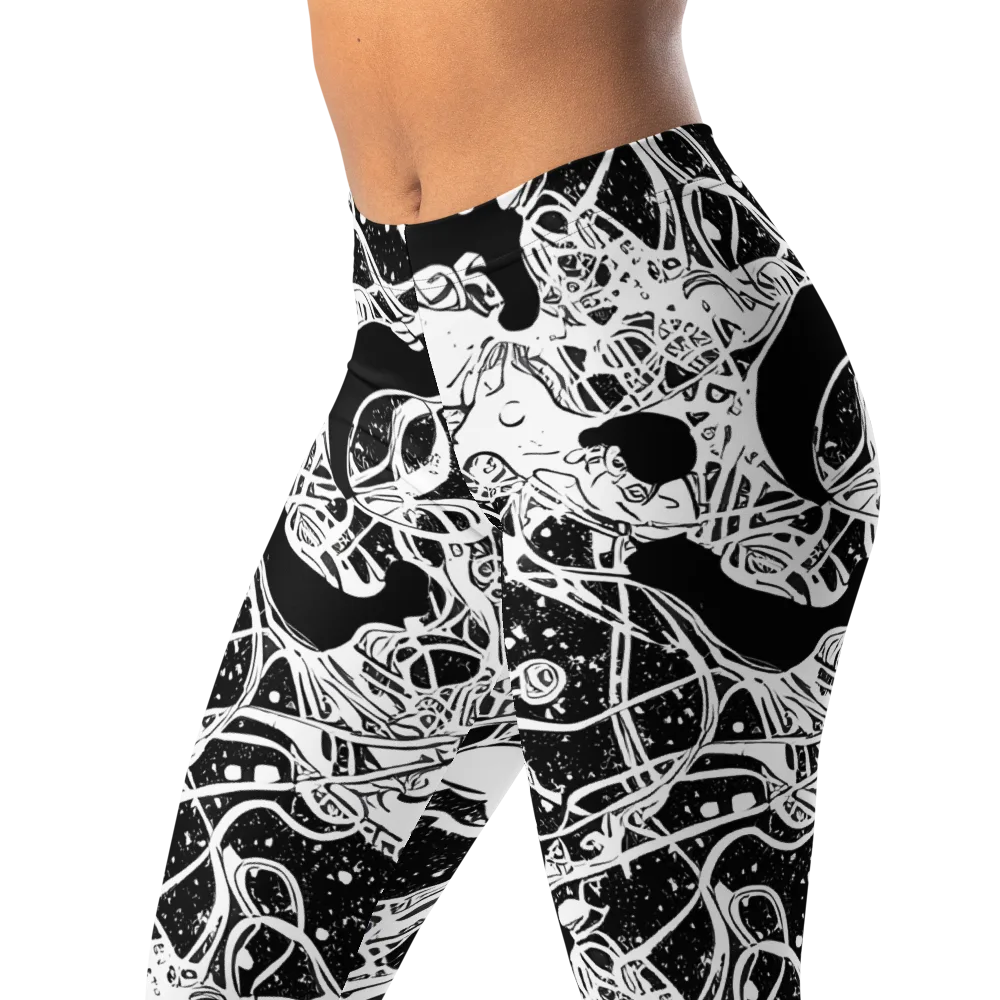 Chaos in Black on Leggings — Left Front