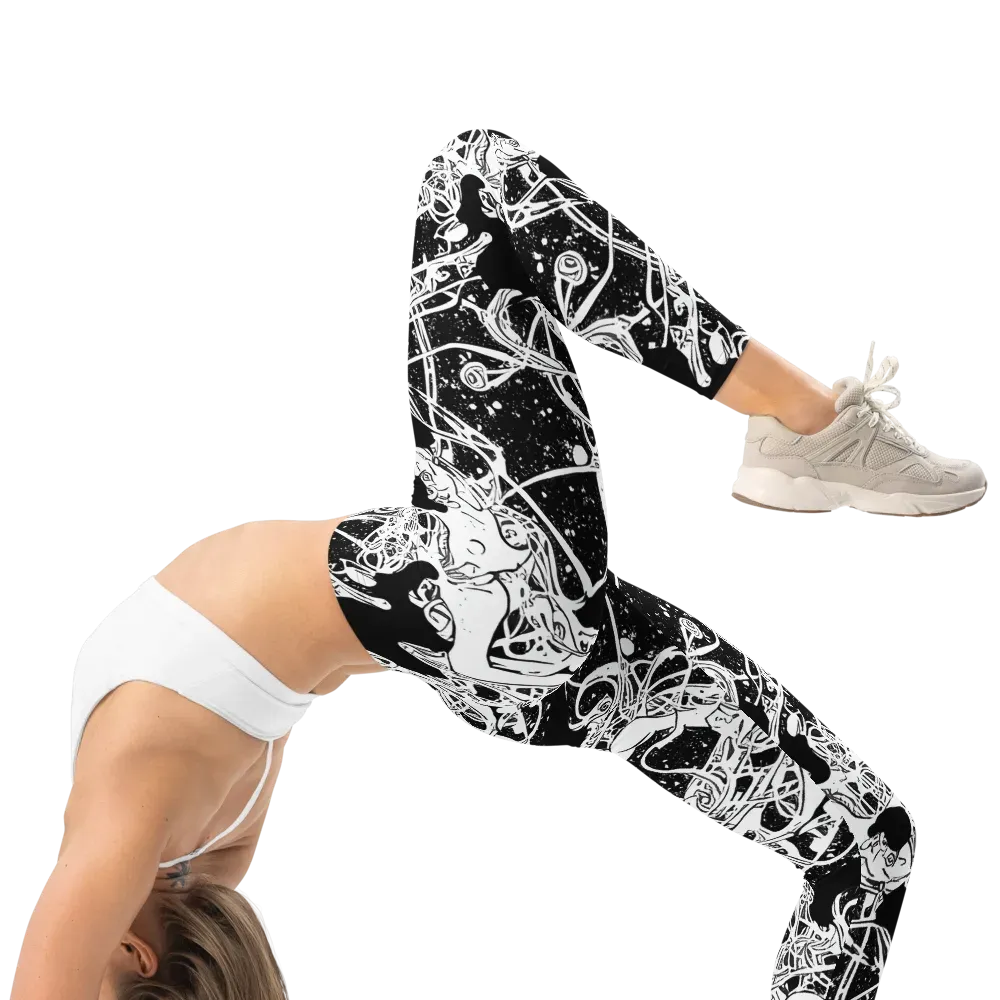 Chaos in Black on Leggings — Right