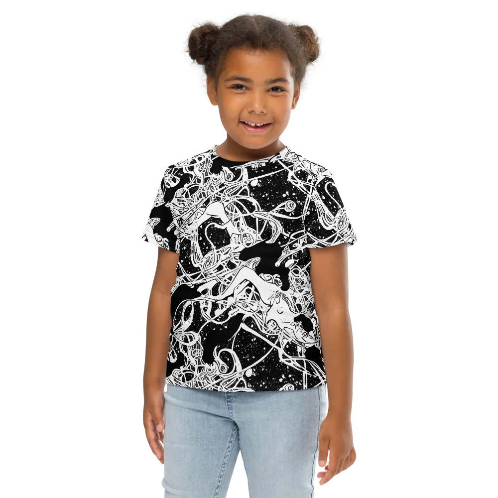 Chaos in Black on Kids Crew Neck T-Shirt — Front