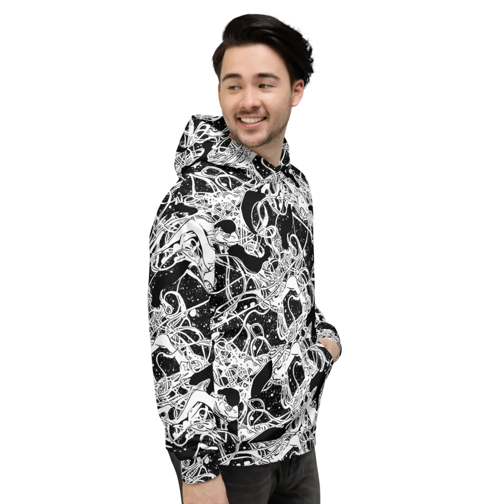 Chaos in Black on Hoodie — Right