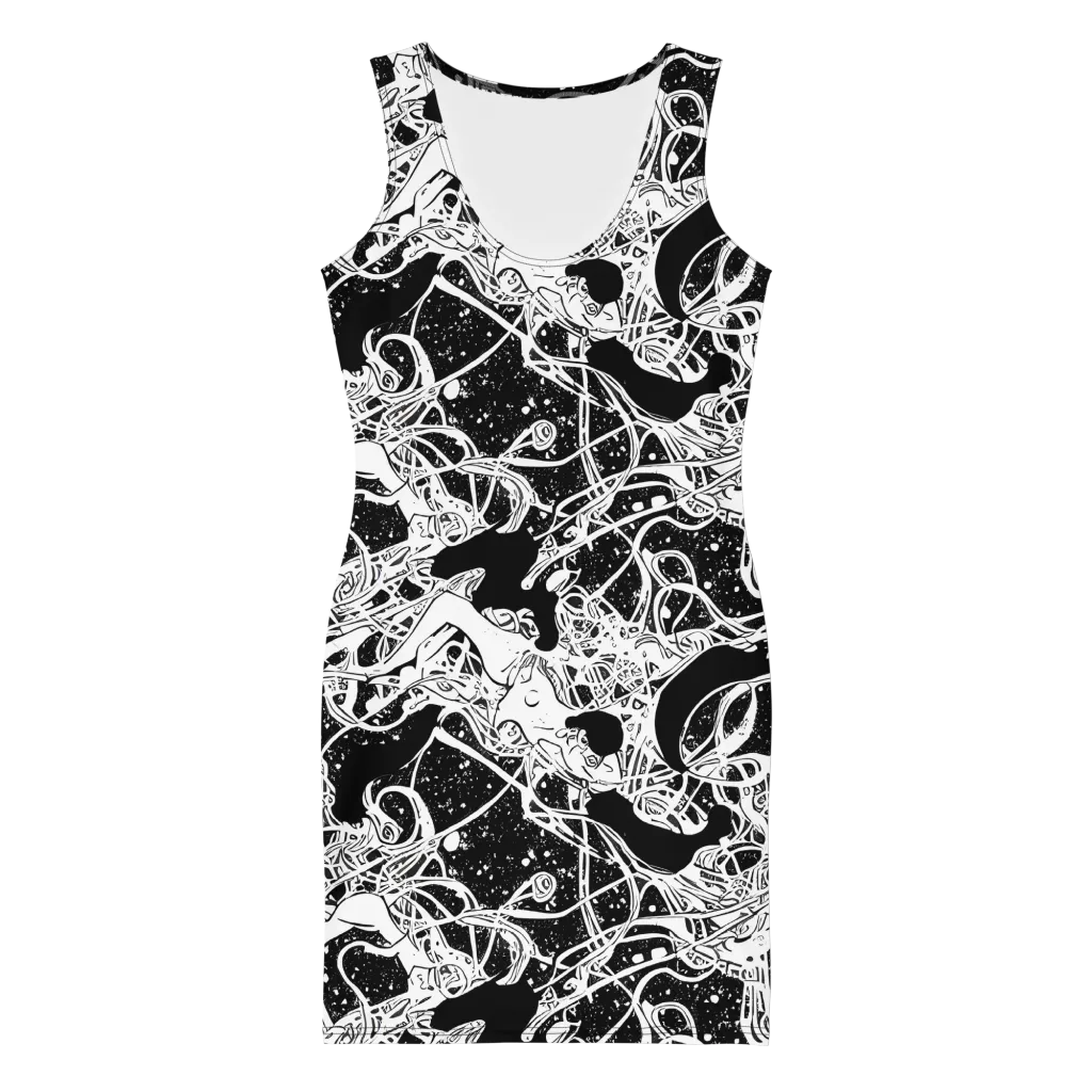 Chaos in Black on Bodycon Dress — Front