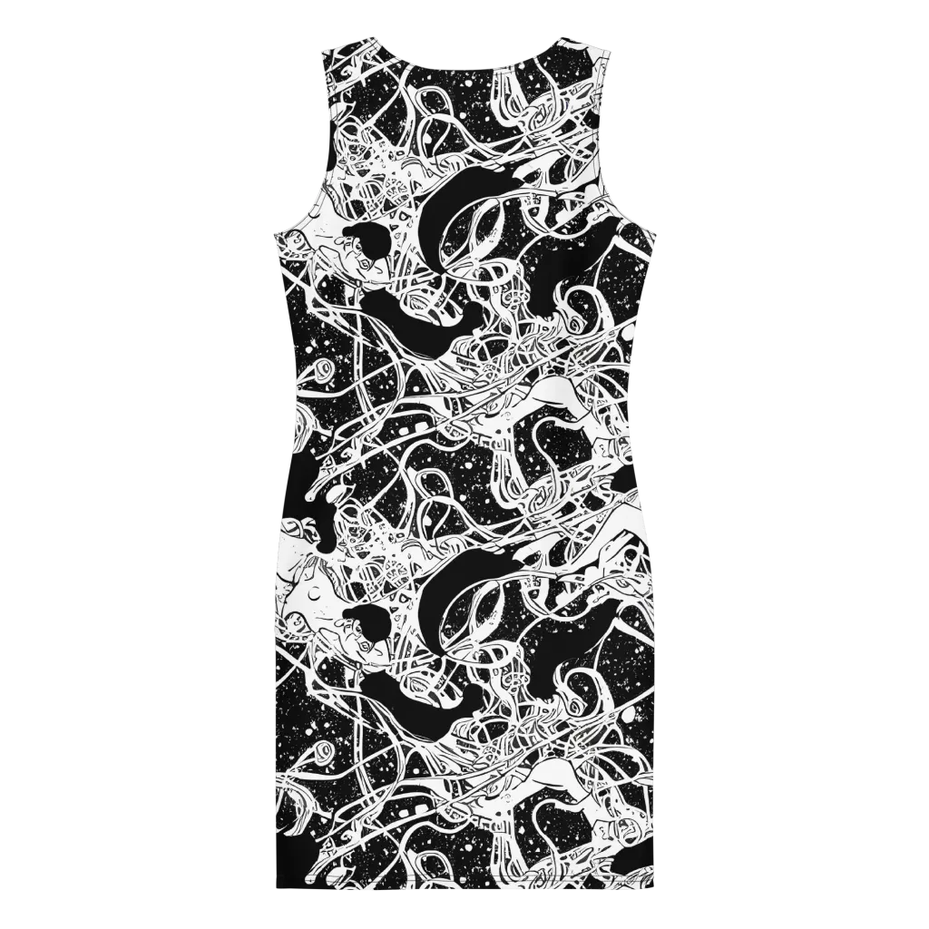 Chaos in Black on Bodycon Dress — Back