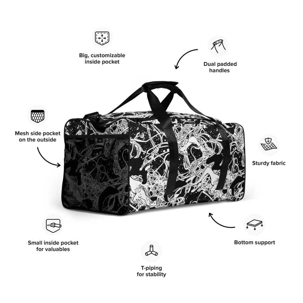 Chaos in Black on Duffle Bag — Right Front