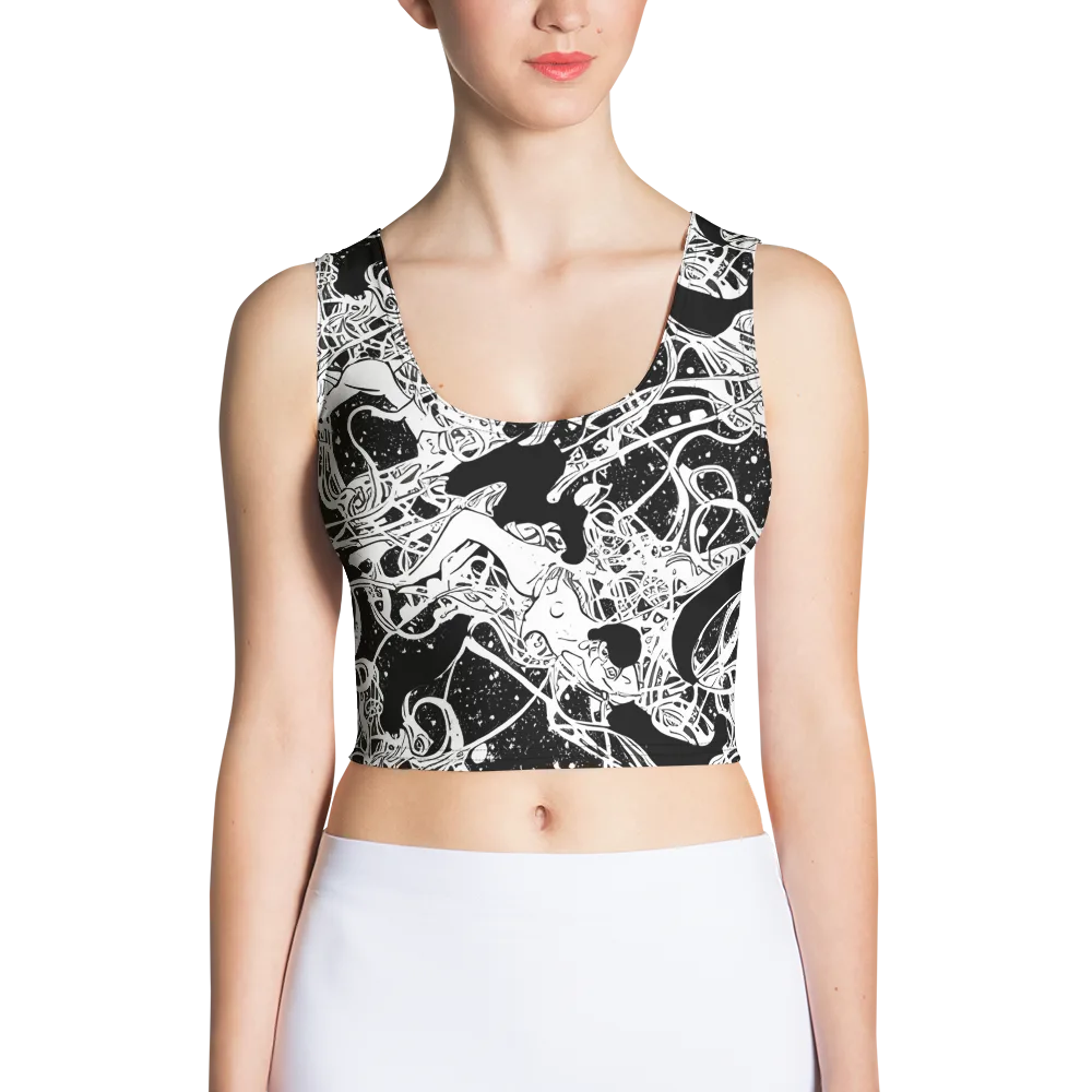 Chaos in Black on Crop Top — Front