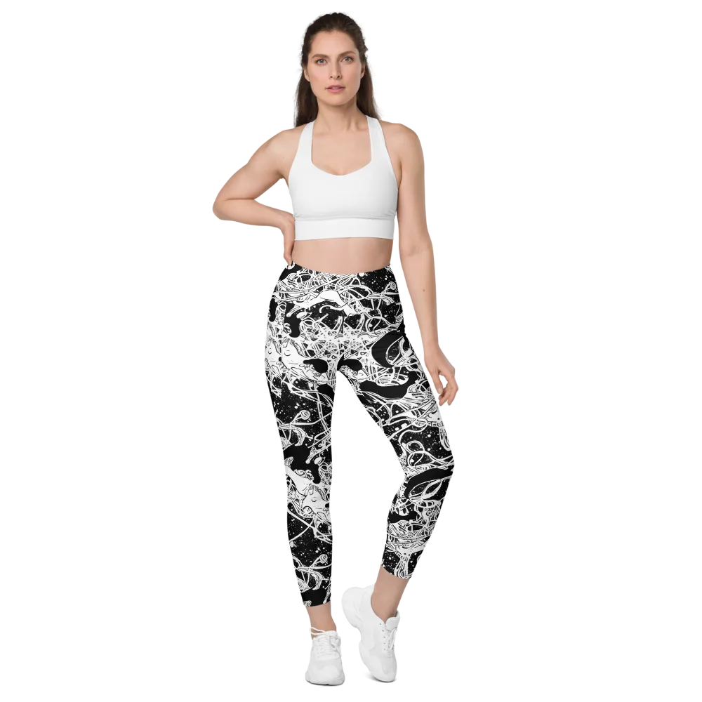Chaos in Black on Leggings with Pockets — Front