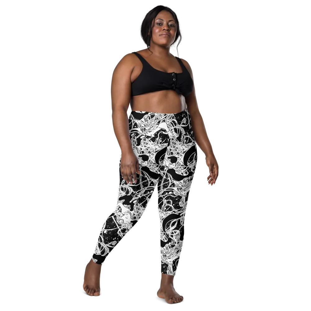 Chaos in Black on Leggings with Pockets — Front
