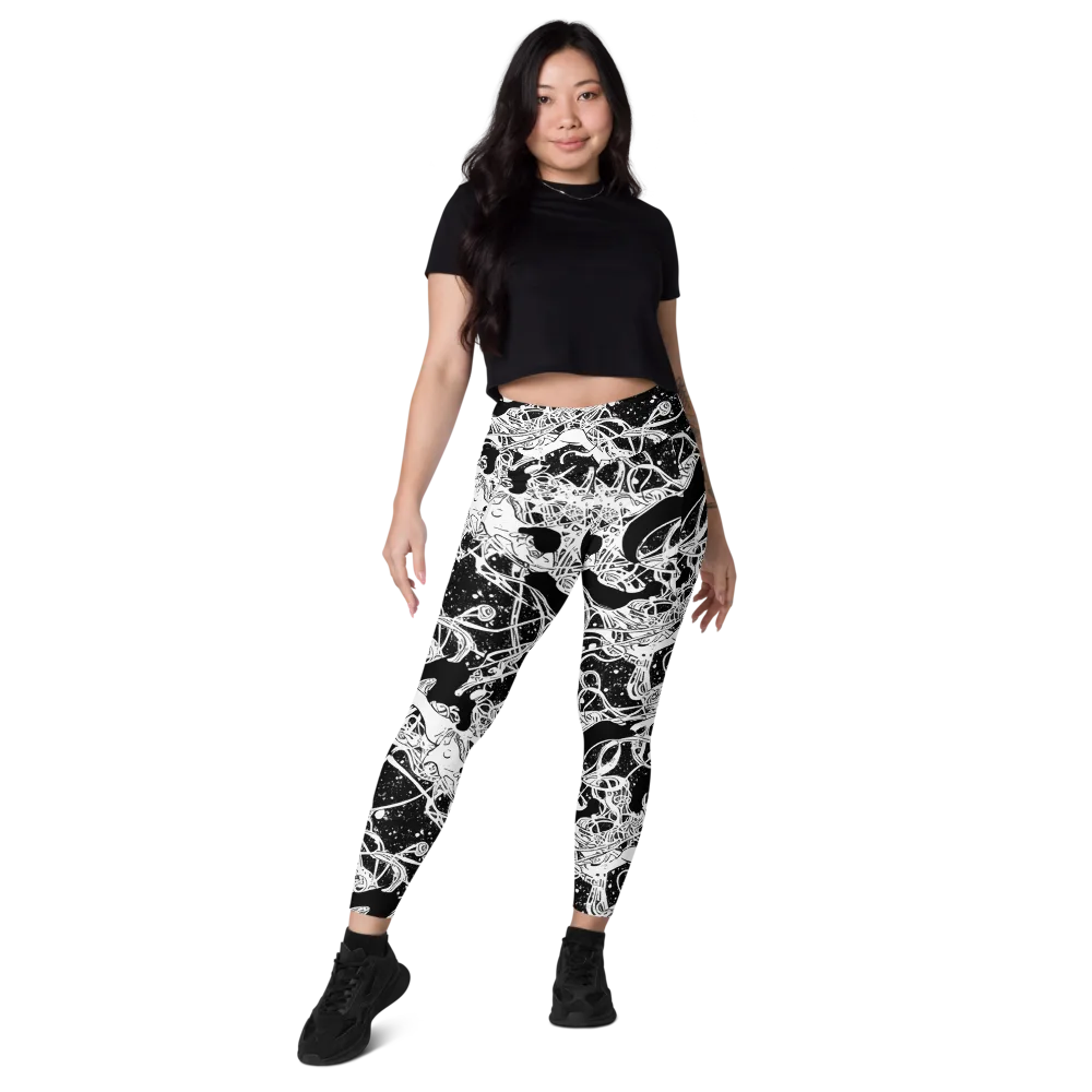 Chaos in Black on Leggings with Pockets — Front