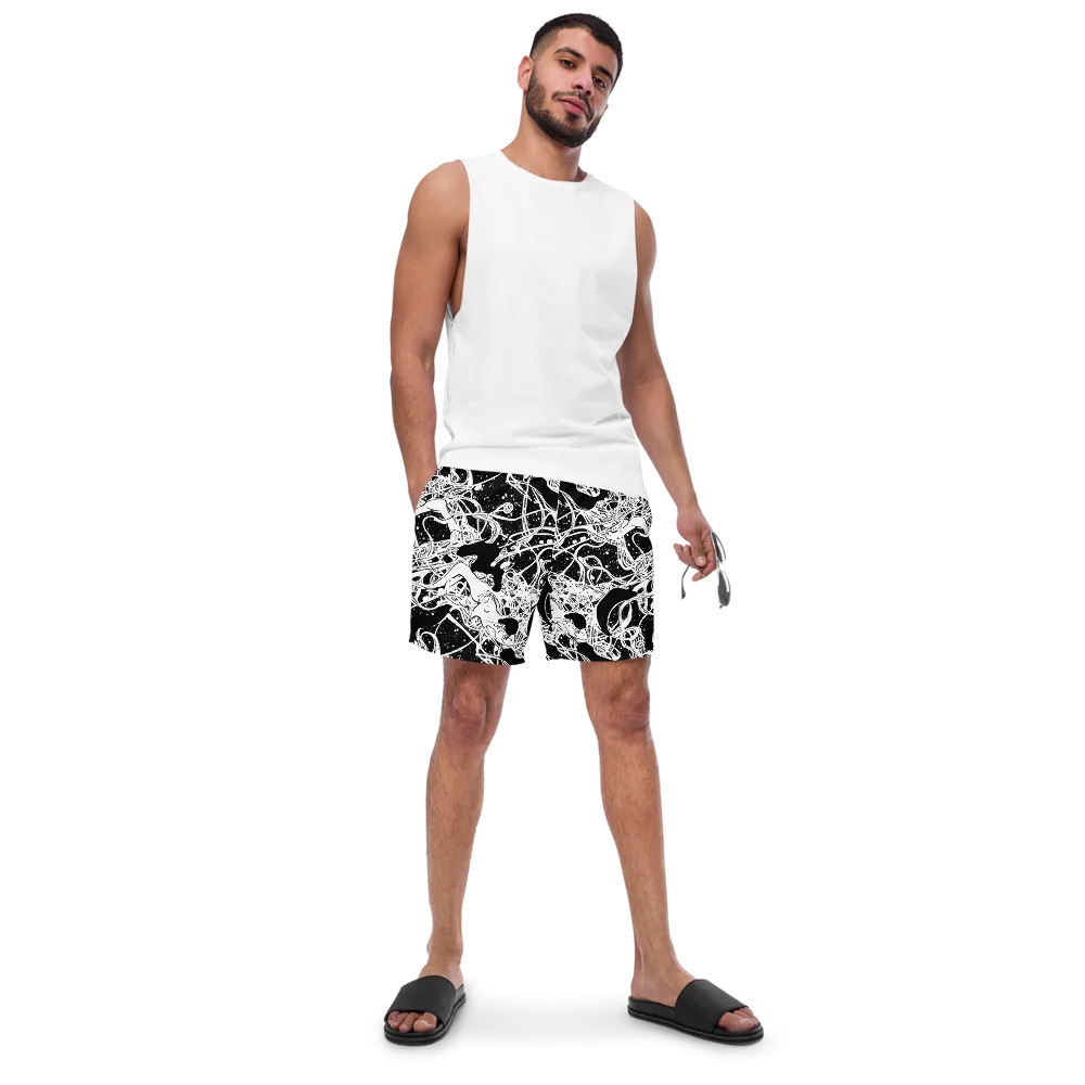 Chaos in Black on Swim Trunks — Front