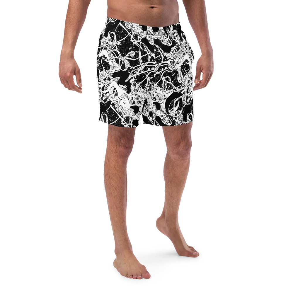 Chaos in Black on Swim Trunks — Front