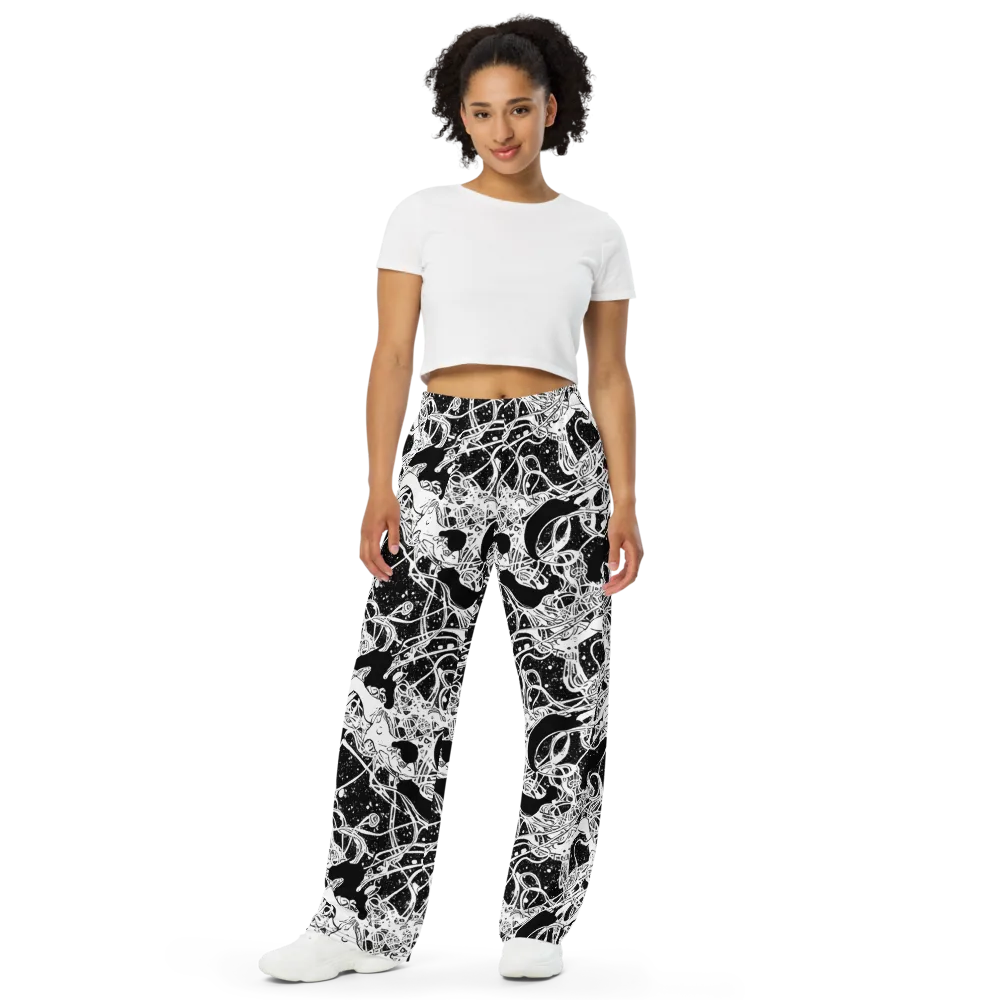 Chaos in Black on Wide-Leg Pants — Front