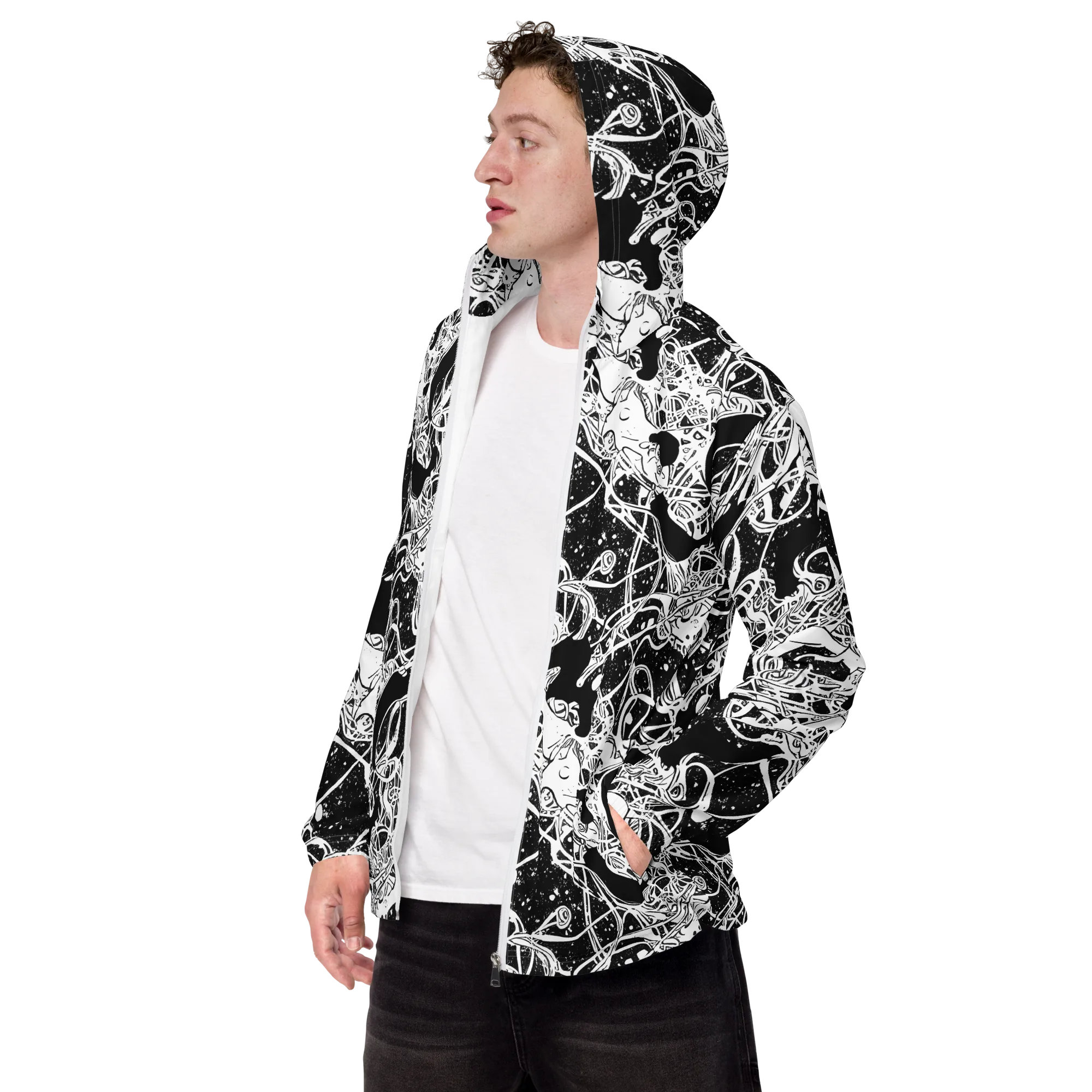 Chaos in Black on Men's Windbreaker — Left Front