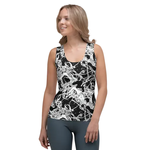Chaos in Black on a Women's Tank Top