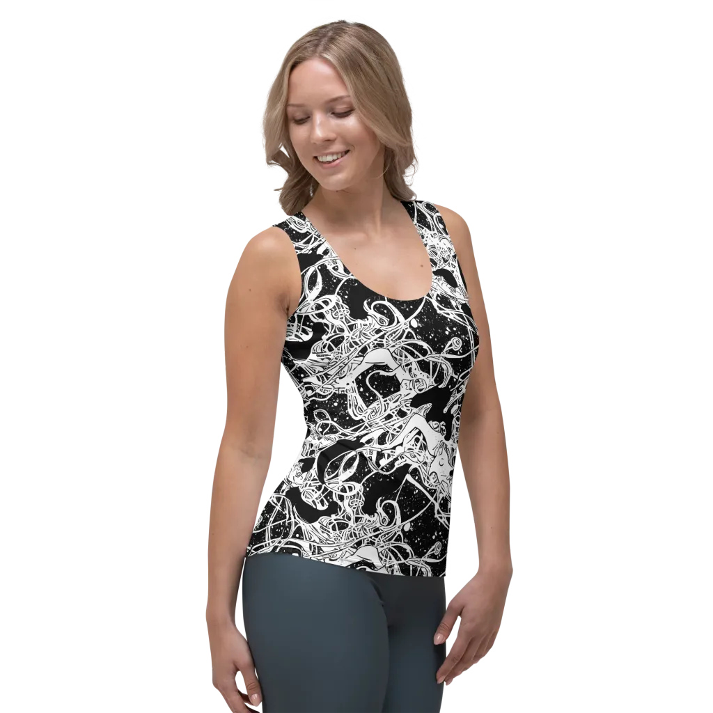 Chaos in Black on Women's Tank Top — Right Front