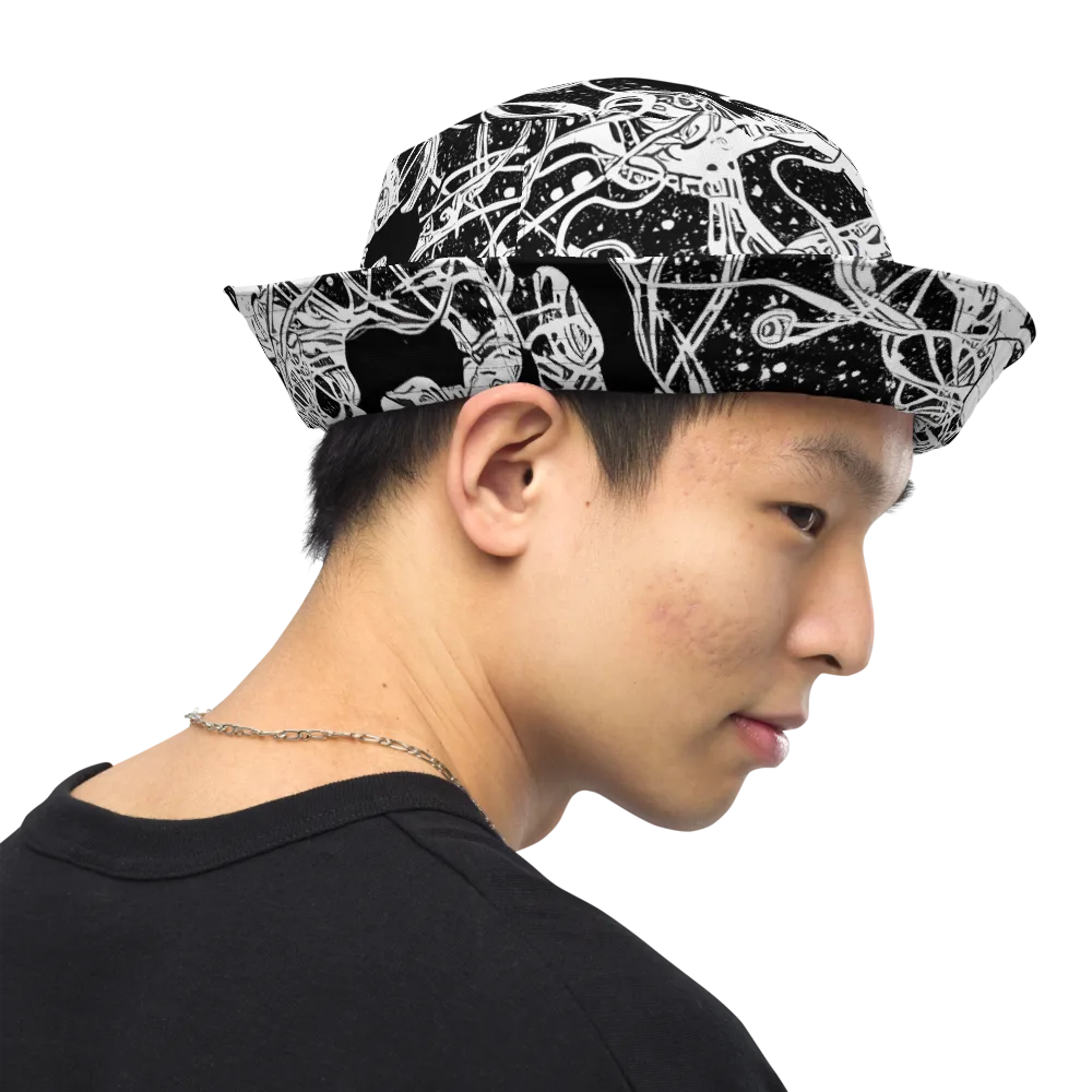 Chaos in Black on Reversible Bucket Hat — Right Outside