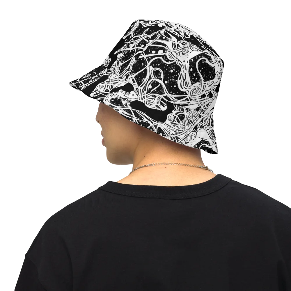 Chaos in Black on Reversible Bucket Hat — Back Inside