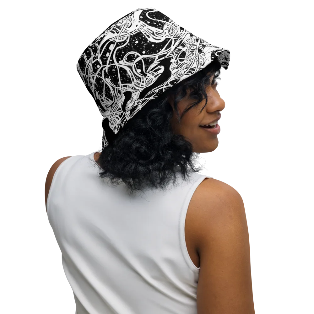 Chaos in Black on Reversible Bucket Hat — Right Outside
