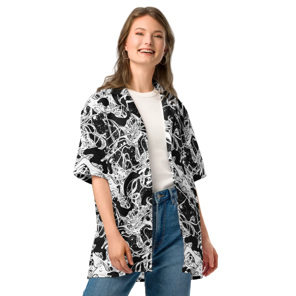 Chaos in Black on Button Shirt — Front