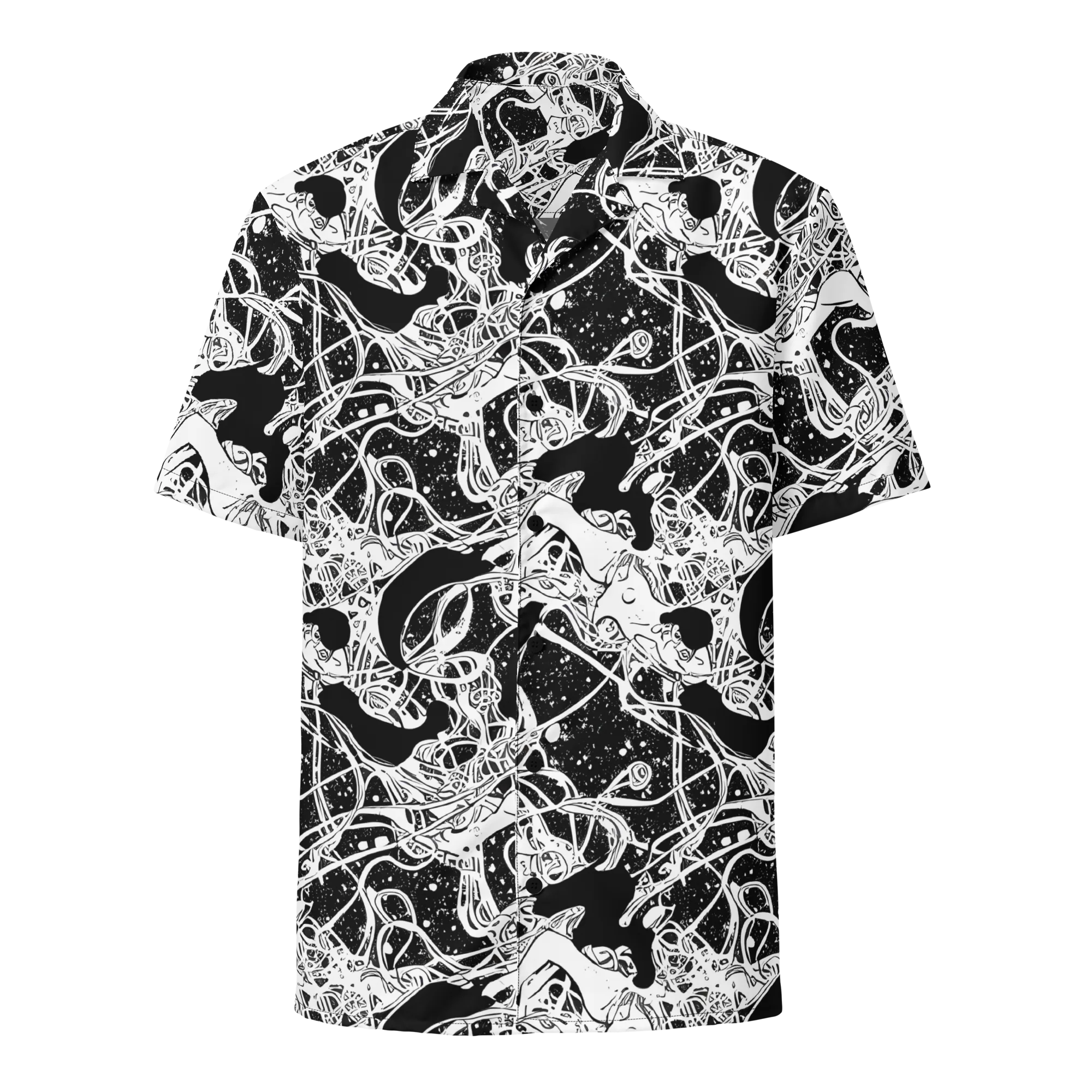 Chaos in Black on Button Shirt — Front