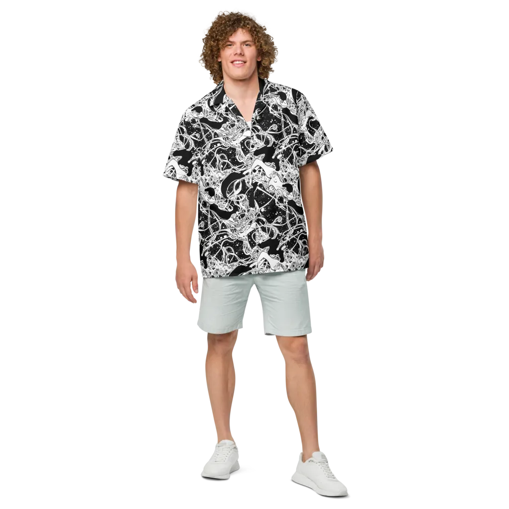 Chaos in Black on Button Shirt — Front