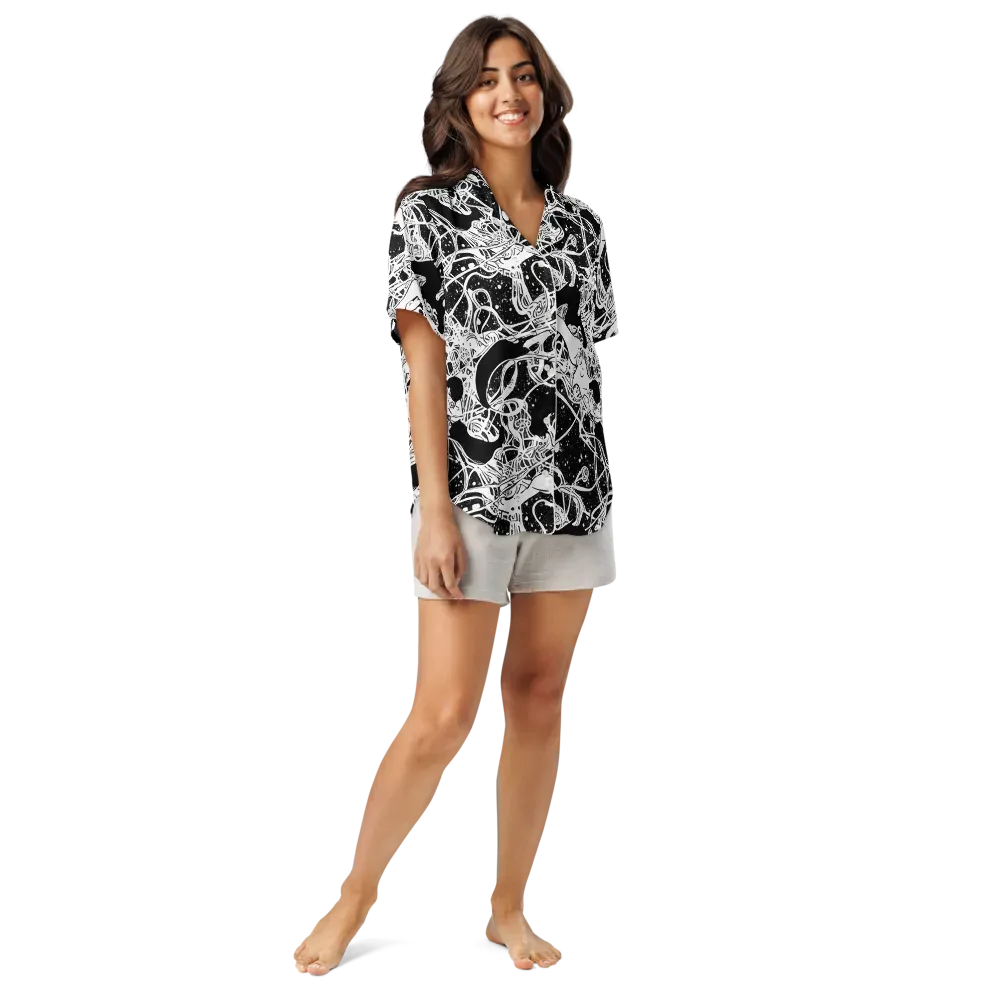 Chaos in Black on Women's Short Sleeve Pajama Top — Front