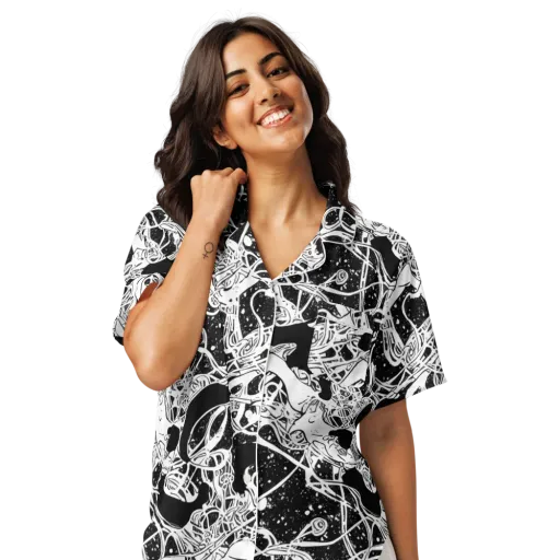 Chaos in Black on a Women's Short Sleeve Pajama Top