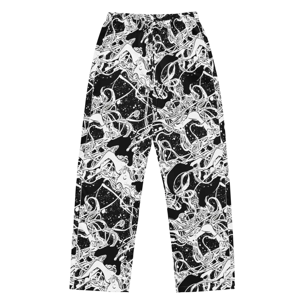 Chaos in Black on Women's Pajama Pants — Front