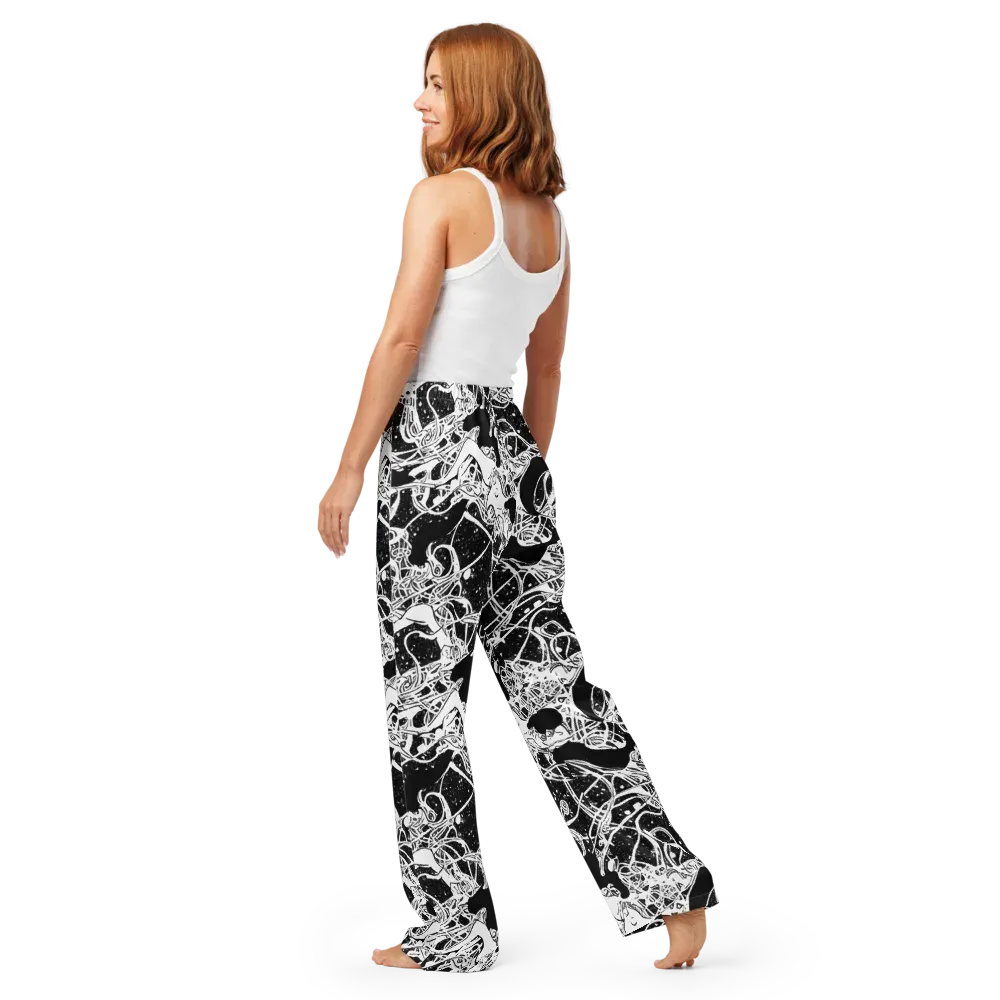 Chaos in Black on Women's Pajama Pants — Back