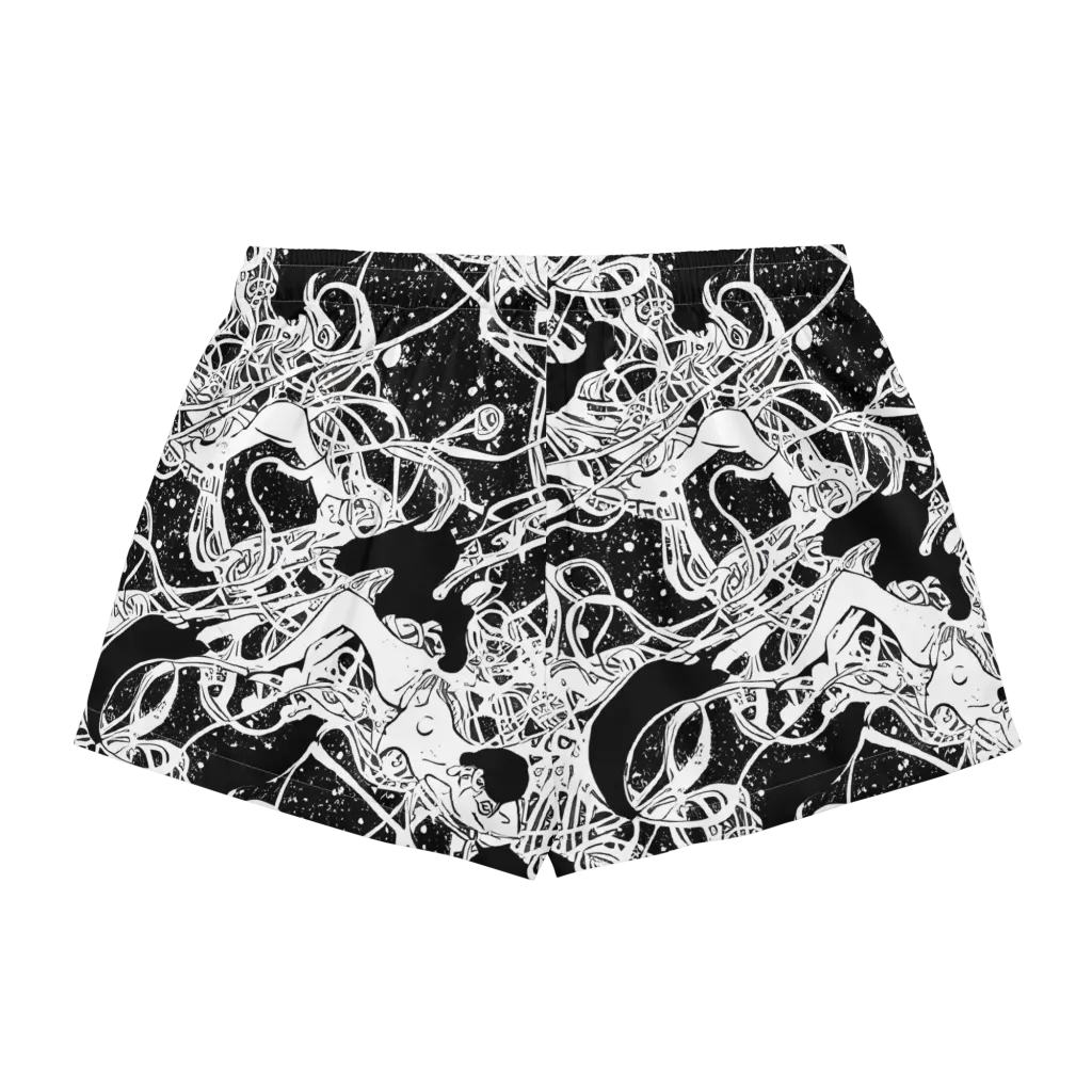 Chaos in Black on Women's Pajama Shorts — Back