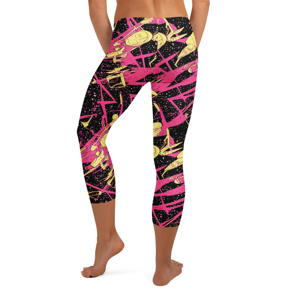 Galaxy Graffiti on Capri Leggings — Back