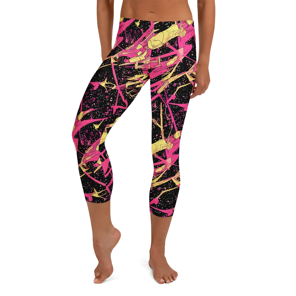Galaxy Graffiti on Capri Leggings — Front