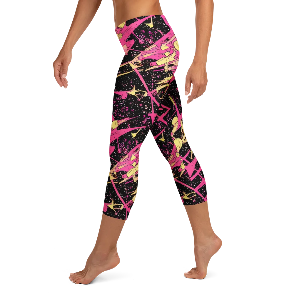Galaxy Graffiti on Capri Leggings — Left