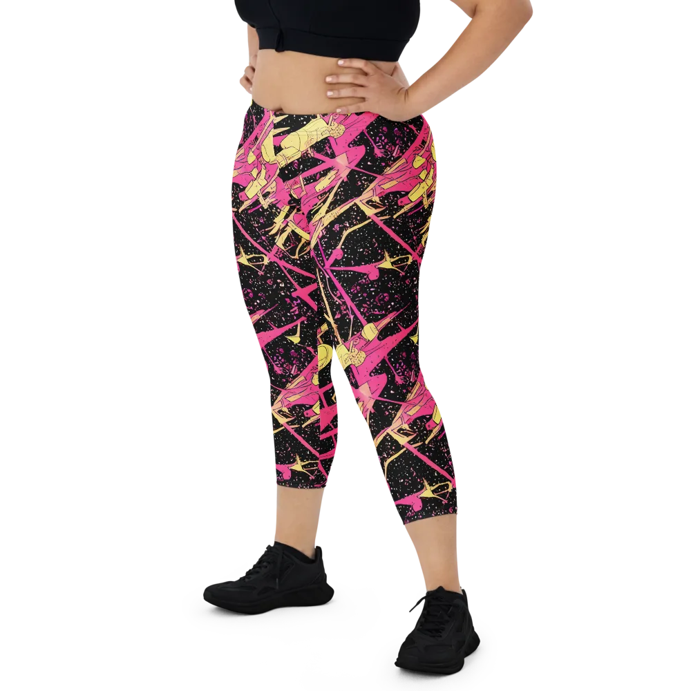 Galaxy Graffiti on Capri Leggings — Front