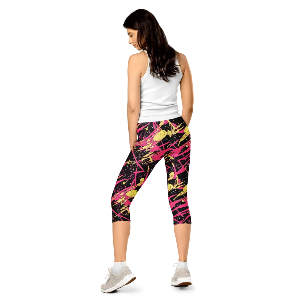 Galaxy Graffiti on Capri Leggings — Back