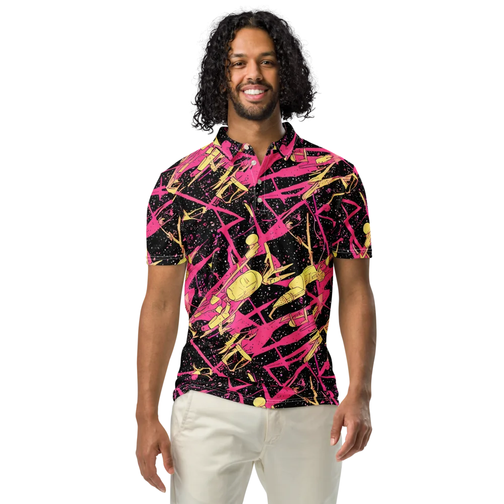 Galaxy Graffiti on Men's Slim Fit Polo Shirt — Front