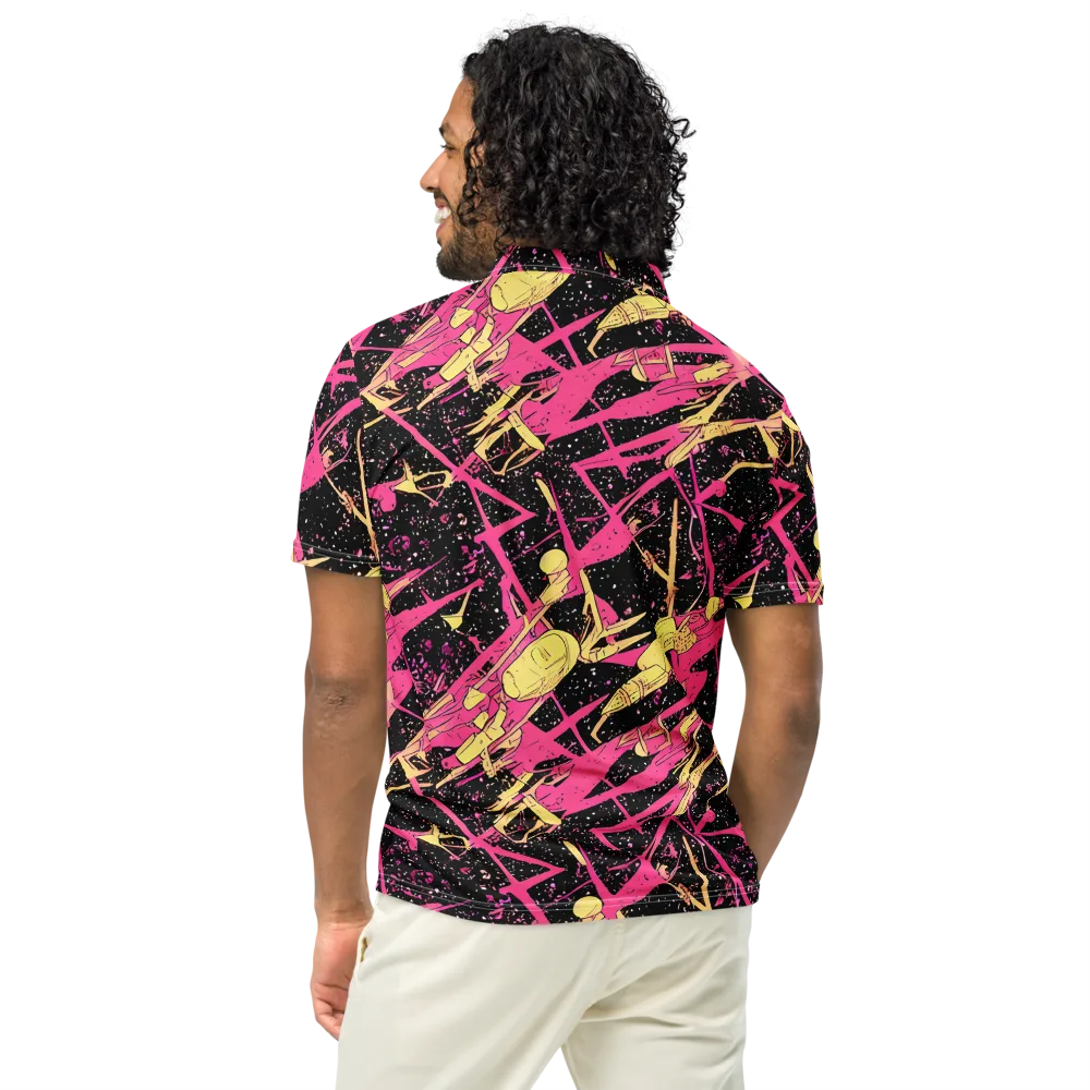 Galaxy Graffiti on Men's Slim Fit Polo Shirt — Back