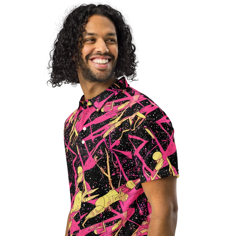 Galaxy Graffiti on Men's Slim Fit Polo Shirt — Left Front