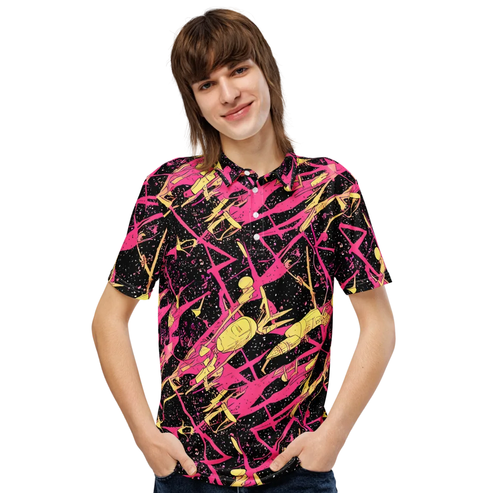 Galaxy Graffiti on Men's Slim Fit Polo Shirt — Front