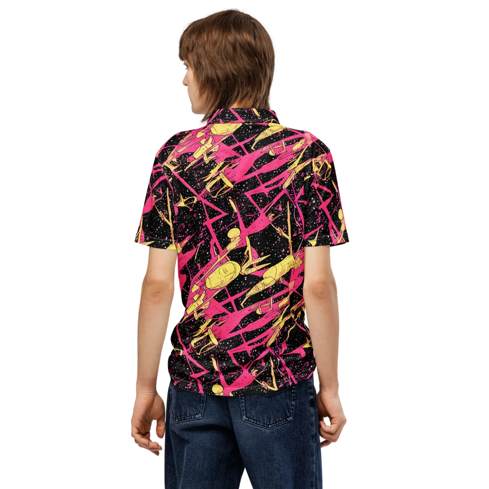 Galaxy Graffiti on Men's Slim Fit Polo Shirt — Back