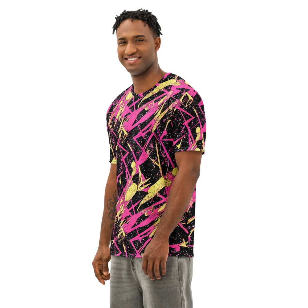 Galaxy Graffiti on Men's Cotton Crew Neck T-Shirt — Left Front