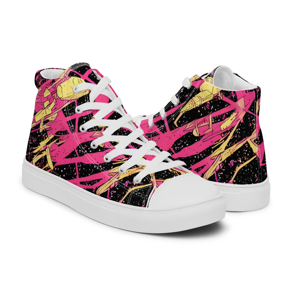 Galaxy Graffiti on Men's High Top Canvas Shoes — Right