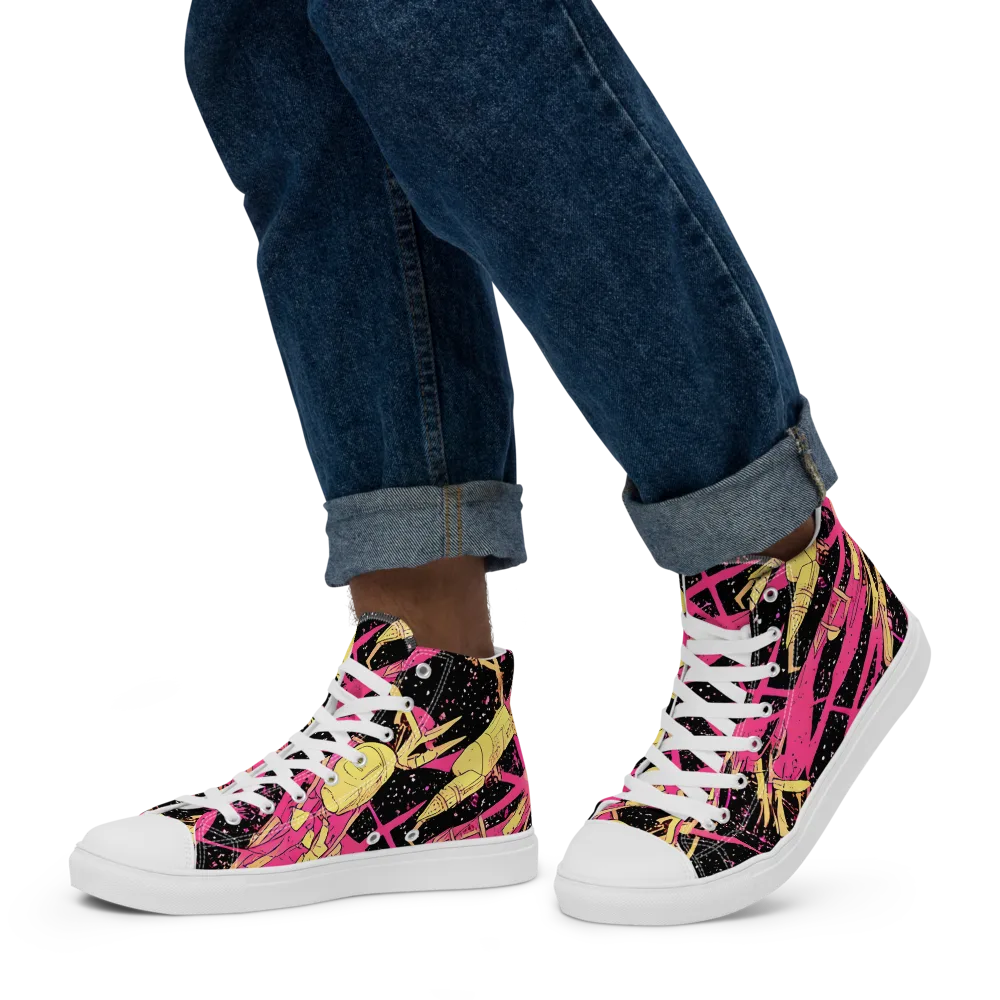 Galaxy Graffiti on Men's High Top Canvas Shoes — Left