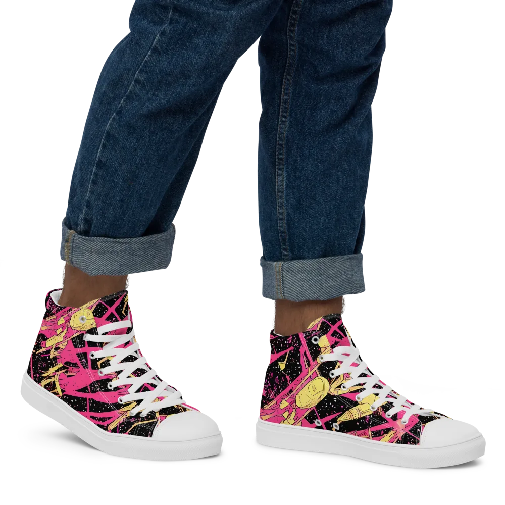 Galaxy Graffiti on Men's High Top Canvas Shoes — Right