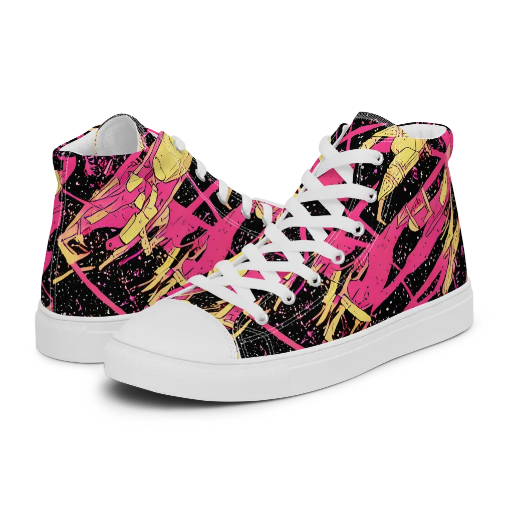 Galaxy Graffiti on Women's High Top Canvas Shoes — Left