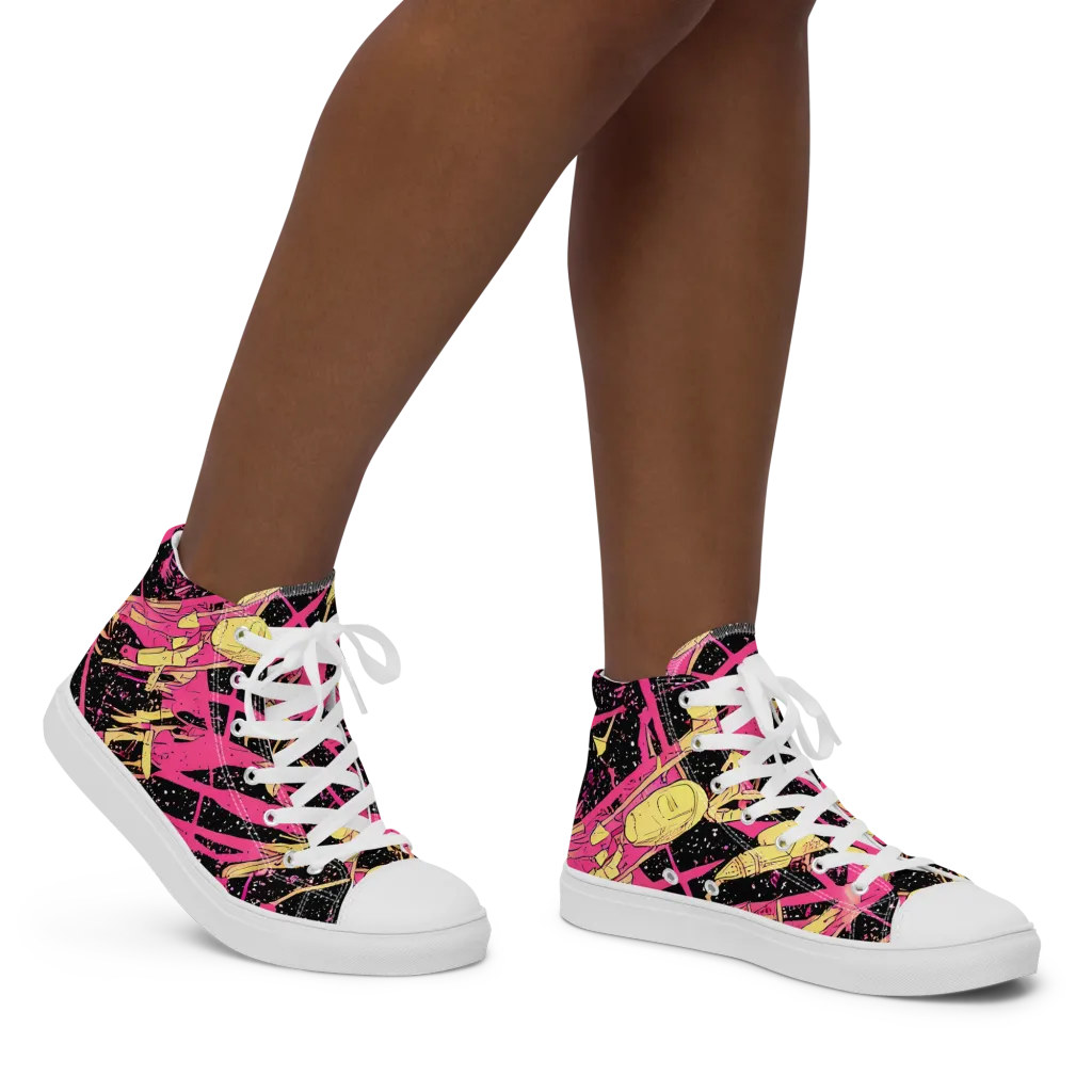 Galaxy Graffiti on Women's High Top Canvas Shoes — Right