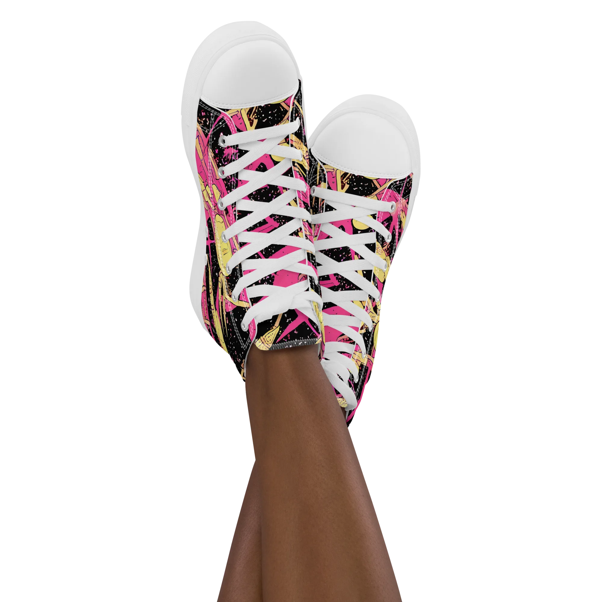 Galaxy Graffiti on Women's High Top Canvas Shoes — Front