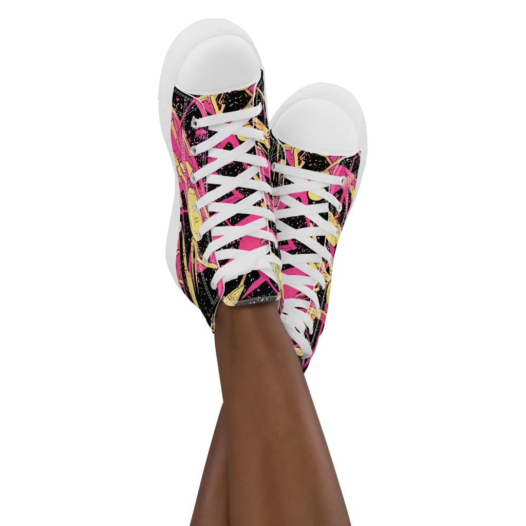 Galaxy Graffiti on Women's High Top Canvas Shoes — Front
